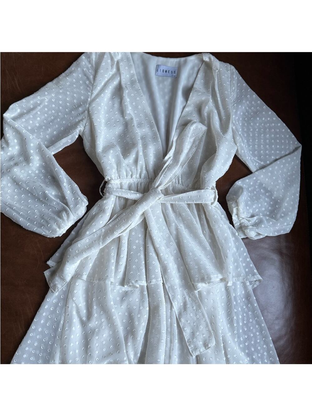 Lioness Ivory Textured Wrap Dress